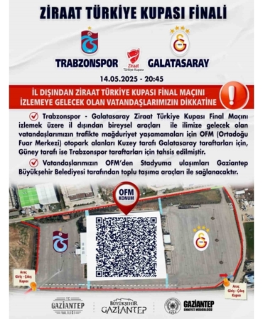 Türkiye Kupası Finaline Araçlarıyla Gelecek Taraftarlar İçin Gaziantep’teki Otopark Alanları
